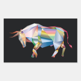 Pegatina Rectangular Prisma Bull Rainbow Resumen Fab