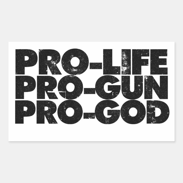 Pegatina Rectangular Pro-life Pro-gun Pro-dios (Anverso)