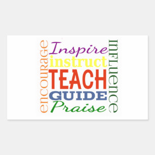 Pegatina Rectangular Profesores de Word Picture Teachers escolares