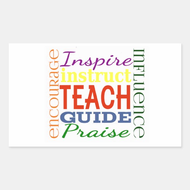 Pegatina Rectangular Profesores de Word Picture Teachers escolares (Anverso)