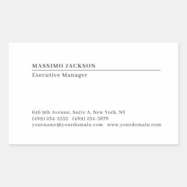 Pegatina Rectangular Professional plain minimalist modern matte paper (Anverso)