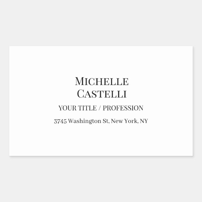 Pegatina Rectangular Professional Unique Classical Simple Black & White (Anverso)