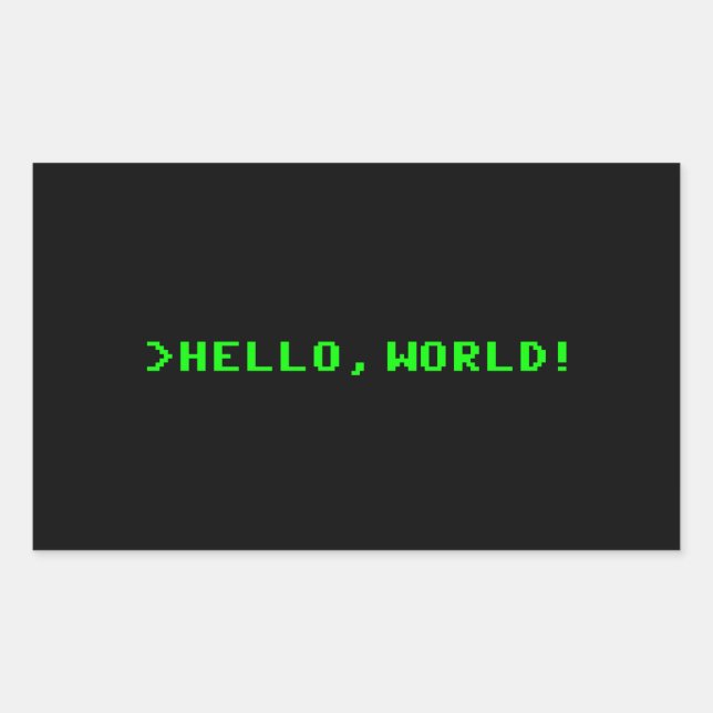 Pegatina Rectangular Programación de equipos de Hello World (Anverso)