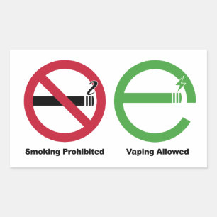 Pegatina Rectangular Prohibido fumar. Vaping permitido