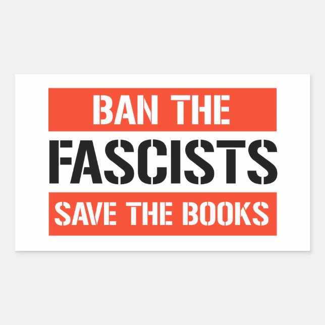 Pegatina Rectangular Prohibir a los fascistas salvar a los libros (Anverso)
