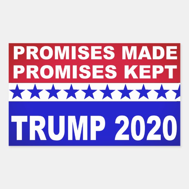 Pegatina Rectangular Promesas de Trump 2020 (Anverso)