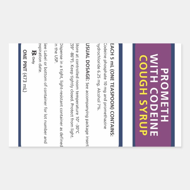 Pegatina Rectangular Promover la codeína (Anverso)