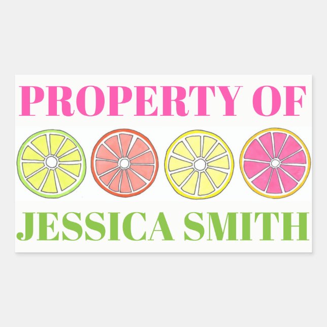 Pegatina Rectangular Propiedad de la limón limón cítrico personalizado (Anverso)