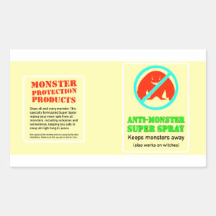 Pegatina Rectangular Protección contra monstruos - Super Spray contra M