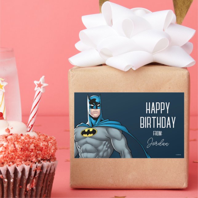 Pegatina Rectangular Protector Batman | Felices fiestas (Fiesta)