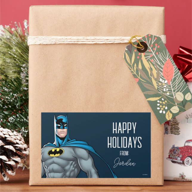 Pegatina Rectangular Protector Batman | Felices fiestas (Vacaciones)