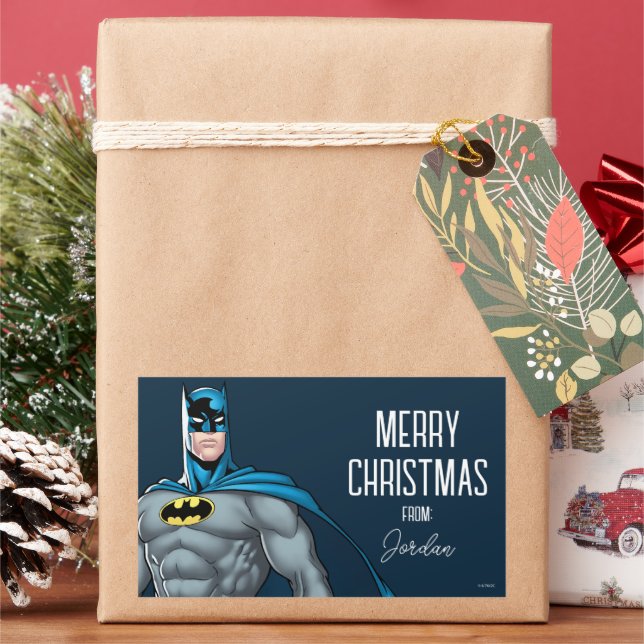 Pegatina Rectangular Protector Batman | Feliz Navidad (Vacaciones)