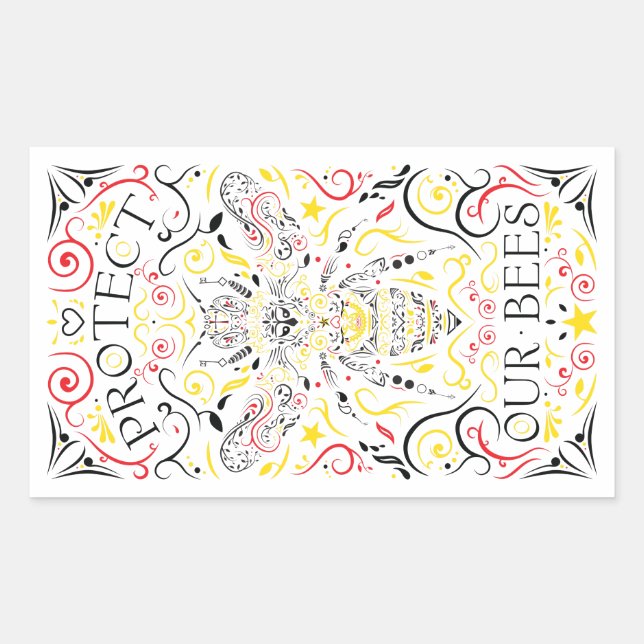 Pegatina Rectangular proteger a nuestras abejas (Anverso)