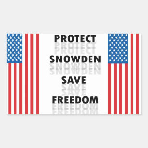 Pegatina Rectangular Proteger a Snowden para salvar la libertad - Decep