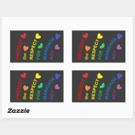 Pegatina Rectangular PROTEGER la Ley de respeto al matrimonio Arcoiris