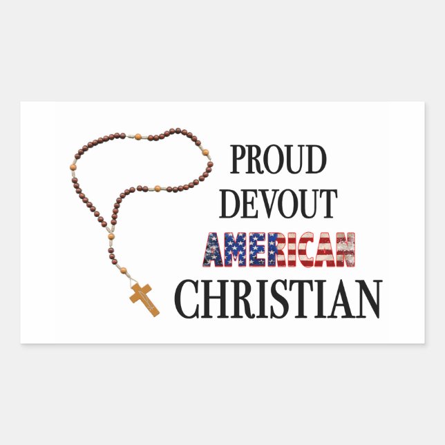 Pegatina Rectangular Proud Devout American Christian Sticker (Anverso)