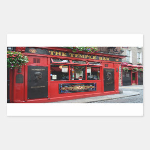 Pegatina Rectangular Pub rojo de la barra del templo en Dublín