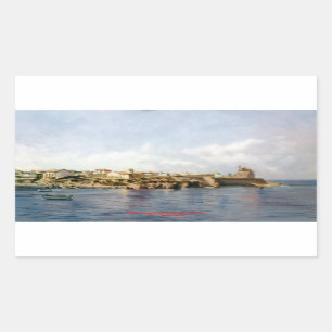 Pegatina Rectangular Pueblo costero/Pobo costeiro/Coastal town