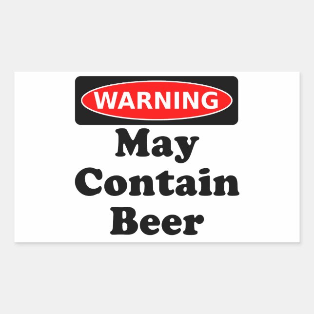 Pegatina Rectangular Puede contener cerveza (Anverso)