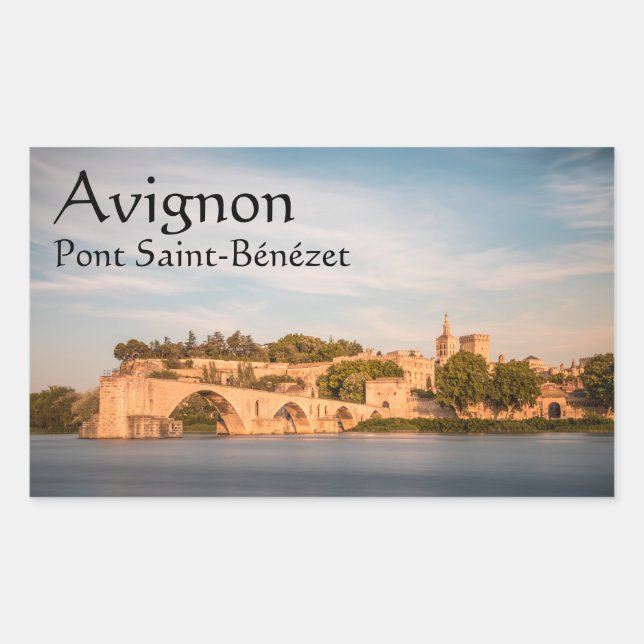 Pegatina Rectangular Puente Avignon Francia (Anverso)