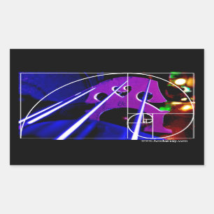 Pegatina Rectangular Puente Cello y cuerdas con espiral de Fibonacci