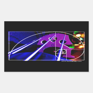 Pegatina Rectangular Puente Cello y cuerdas con espiral de Fibonacci
