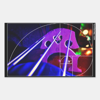 Pegatina Rectangular puente cello y cuerdas con espiral de Fibonacci