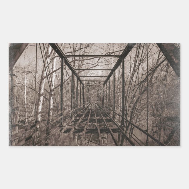 Pegatina Rectangular Puente de Breeden, Indiana (Anverso)