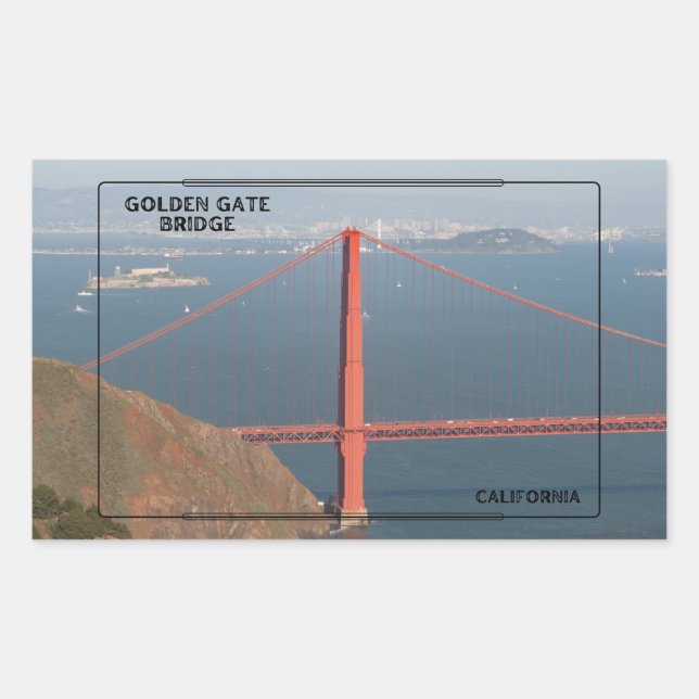Pegatina Rectangular Puente de la Puerta de Oro (Anverso)