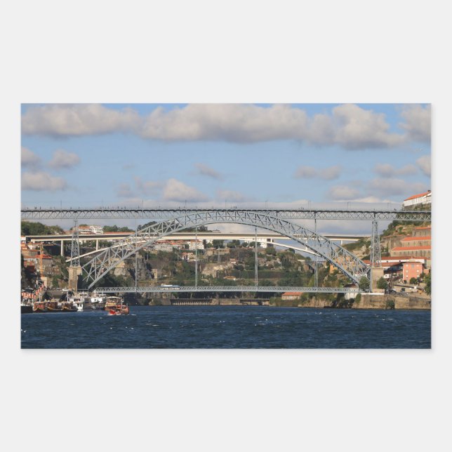 Pegatina Rectangular Puente Dom Luis I, Porto, Portugal (Anverso)