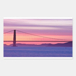 Pegatina Rectangular Puente Golden Gate en la puesta del sol