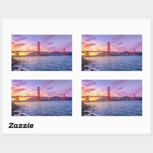 Pegatina Rectangular Puente Golden Gate, punto de referencia famoso,