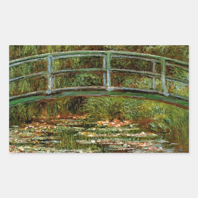 Pegatina Rectangular Puente Japonés de Monet en Giverney (Anverso)
