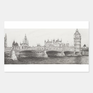 Pegatina Rectangular Puente Londres Reino Unido de Westminster.