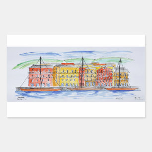 Pegatina Rectangular Puerto, Bastia  Córcega, Francia