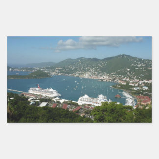Pegatina Rectangular Puerto de St. Thomas Islas Vírgenes Estadounidense