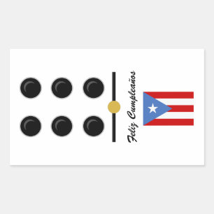 Pegatina Rectangular Puerto Rico Feliz Cumpleaños Dominó