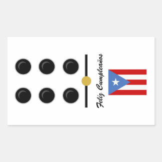 Pegatina Rectangular Puerto Rico Feliz Cumpleaños Dominó