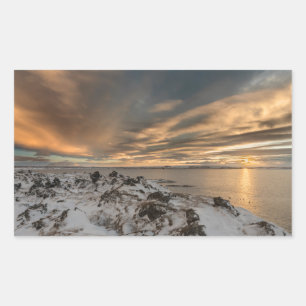 Pegatina Rectangular Puesta de sol sobre el lago Myvatn, Islandia