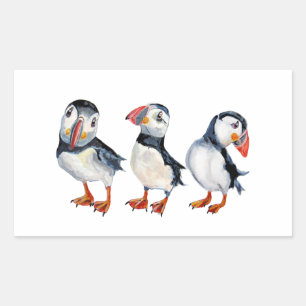Pegatina Rectangular Puffins