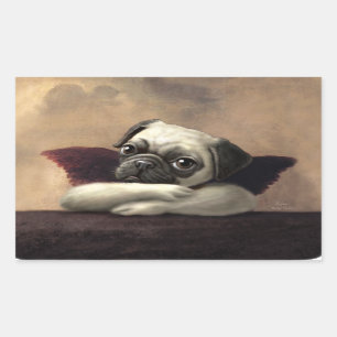 Pegatina Rectangular Pug Cherubs inspirado por Raphael