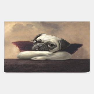 Pegatina Rectangular Pug Cherubs inspirado por Raphael