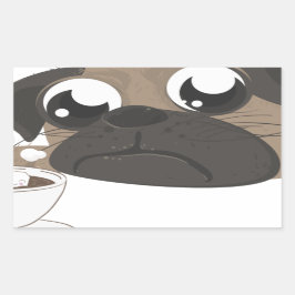 Pegatina Rectangular Pug y café
