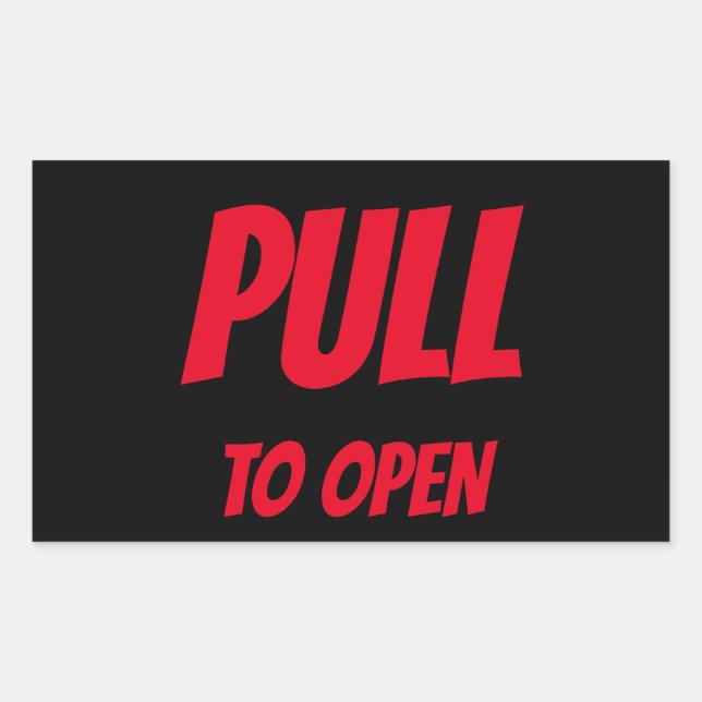 PEGATINA RECTANGULAR PULSAR A LA PUERTA ABIERTA (Anverso)