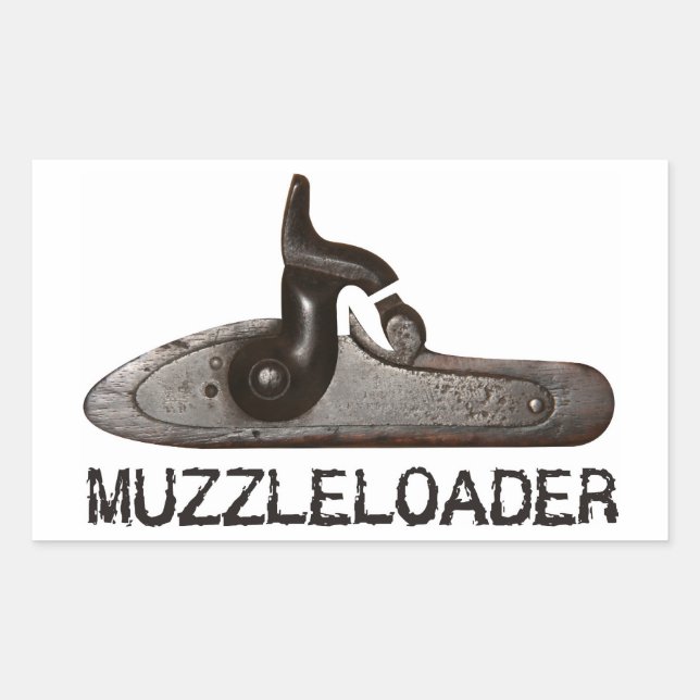 Pegatina Rectangular Pulsera y martillo de muzzleloader, rifle en polvo (Anverso)