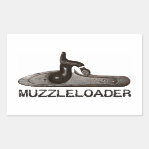 Pegatina Rectangular Pulsera y martillo de muzzleloader, rifle en polvo