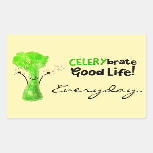 Pegatina Rectangular Pun de Celería Positiva - Celerybrate Buena Vida