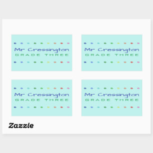 Pegatina Rectangular Puntos coloreados por profesores personalizados
