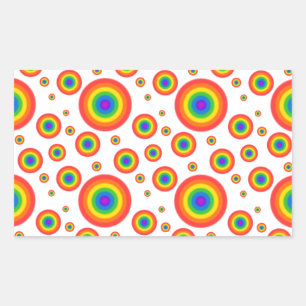 Pegatina Rectangular Puntos de la polca arcoiris