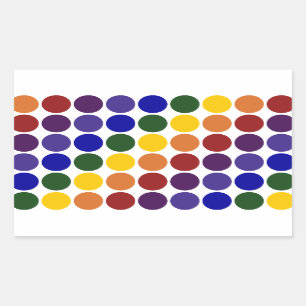 Pegatina Rectangular Puntos de polka arcoiris sobre blanco